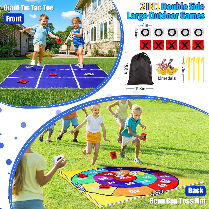 2-in-1 Outdoor Riesen Tic Tac Toe &amp; Beanbag-Wurfspiel für Kinder und Erwachsene, 1,4 m (4,5 Fuss) gr