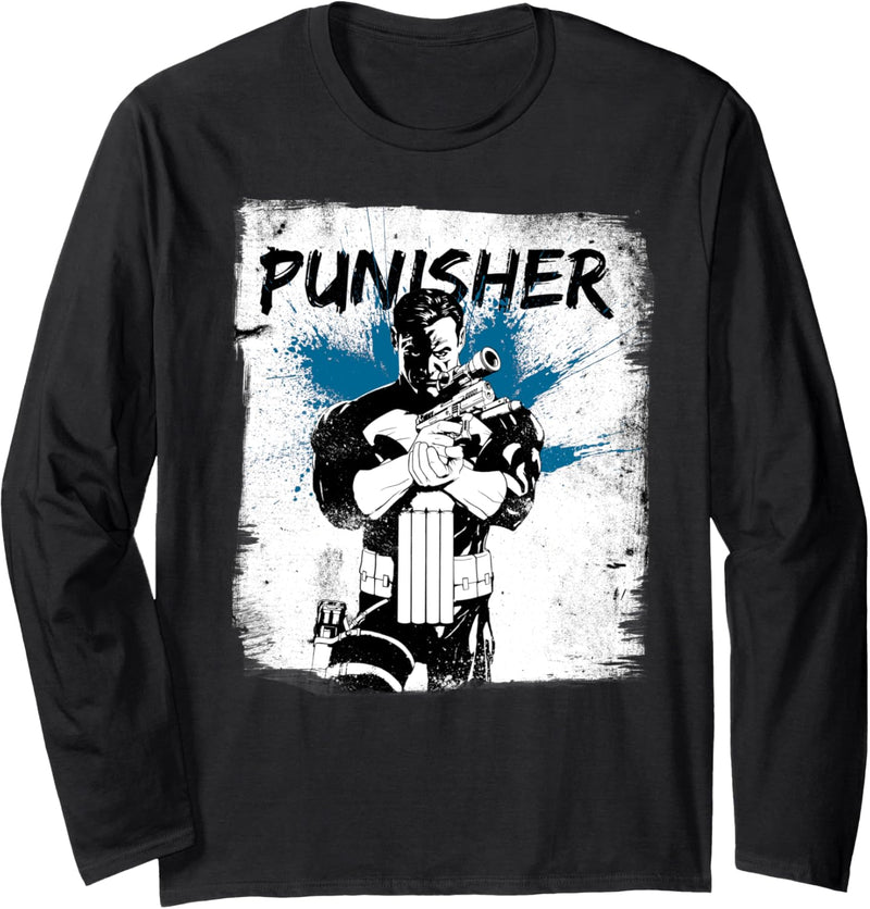 Marvel Punisher Splatter Background Poster Langarmshirt