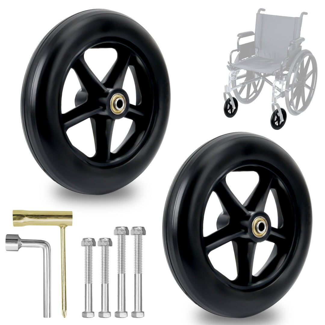 200mm Solide Ersatzräder-2 Stück Ersatzrad Rollator Vorderräder,Rutschfeste&Stossdämpfung,Ersatzrad
