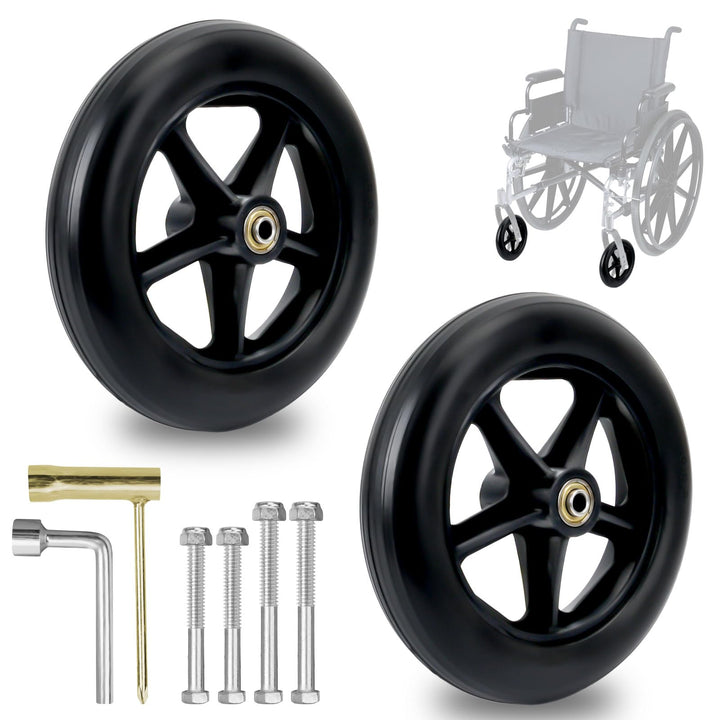 200mm Solide Ersatzräder-2 Stück Ersatzrad Rollator Vorderräder,Rutschfeste&Stossdämpfung,Ersatzrad
