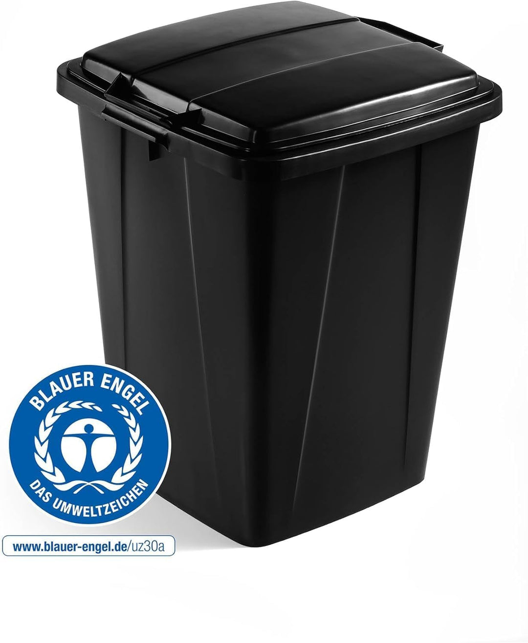 Durable Mülleimer Durabin Eco 90 Liter, Blauer Engel zertifiziert, mit Tragegriffen, schwarz, 6 Stüc