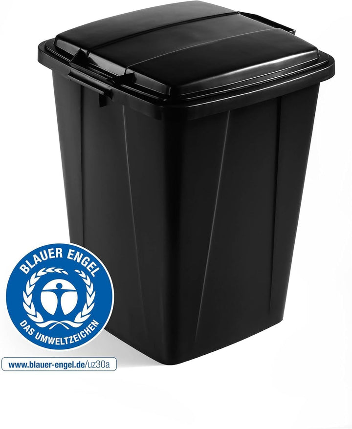 Durable Mülleimer Durabin Eco 90 Liter, Blauer Engel zertifiziert, mit Tragegriffen, schwarz, 6 Stüc