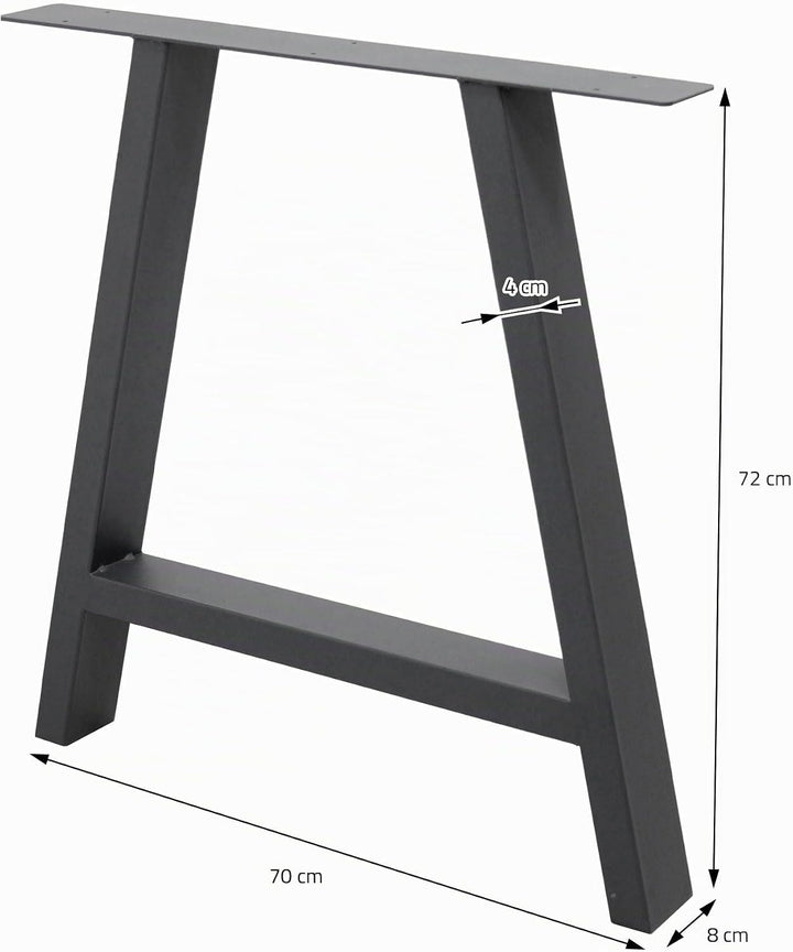 ECD Germany 2er Set Tischbeine A-Form A-Design 70x72cm, Anthrazit, aus pulverbeschichtetem Stahl, In
