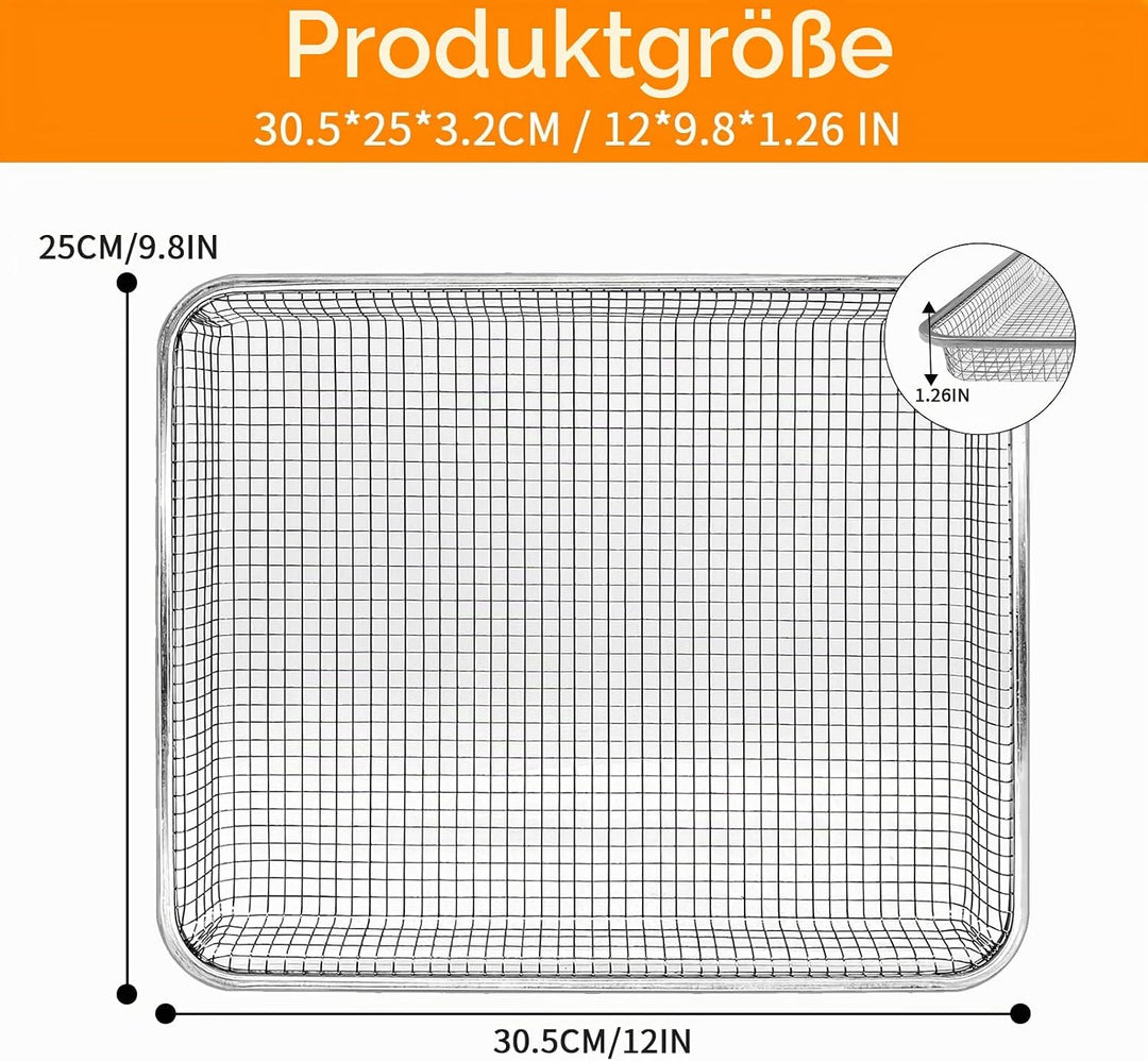 GWYXC Ersatzteilkorb für Breville Halo Flexi Luftfritteuse, 30,5 x 24,8 x 3,3 cm, Edelstahl, Air-Fri