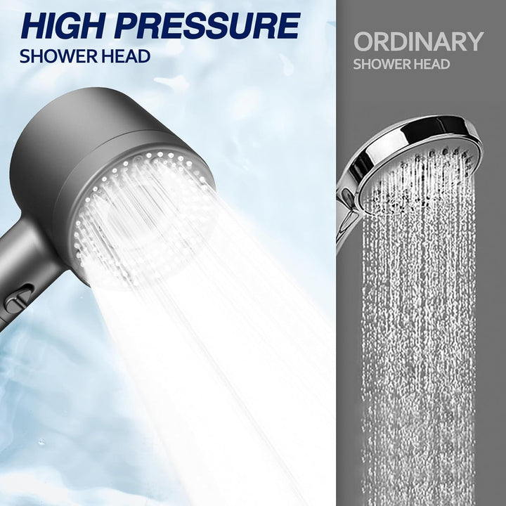 Duschkopf Wassersparend mit Schlauch 1.5 m, Antikalkfunktion Duschkopf mit 3-Schicht-Filtration, 5 S