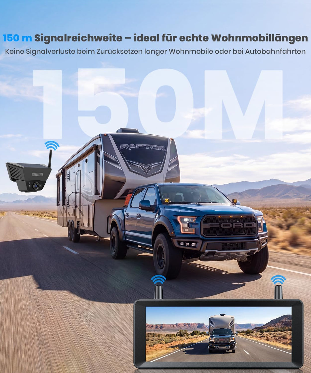 AUTO-VOX Magnetische Solar Rückfahrkamera Kabellose: 1 Min Installation, 1080P HD Zwei-Kanal mit Auf