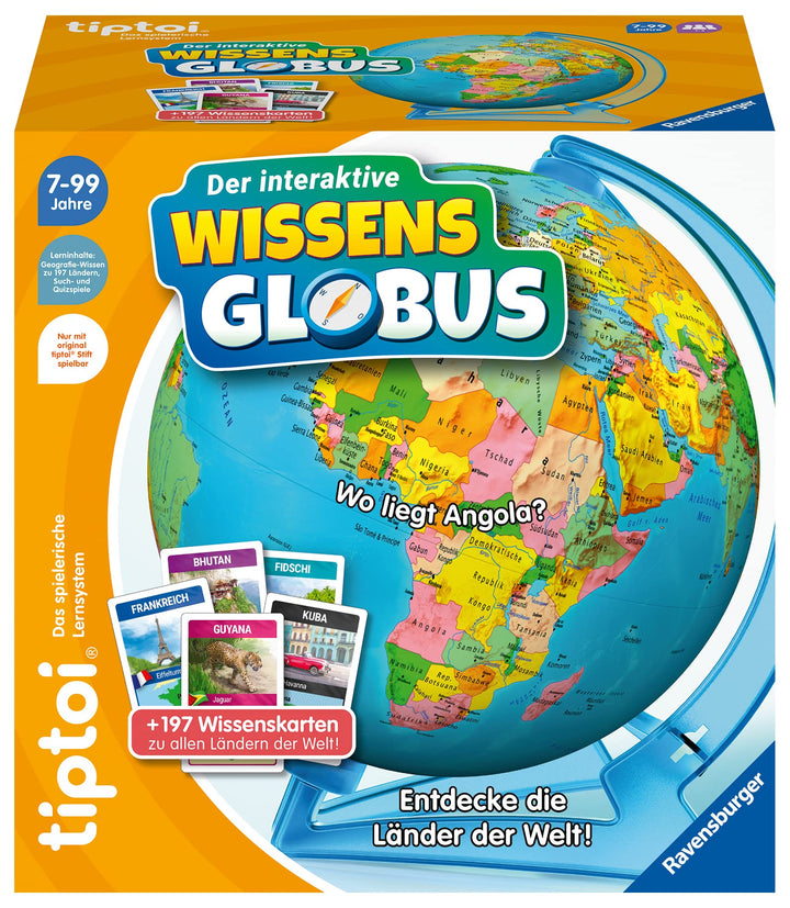 Ravensburger tiptoi Spiel 00107 - Der interaktive Wissens-Globus - Lern-Globus für Kinder ab 7 Jahre