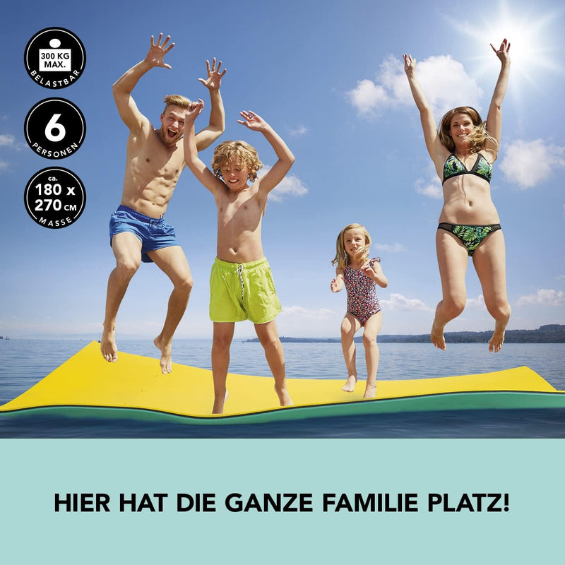 MAXXMEE Wassermatte XXL 270 x 180cm Floating Matte | Schwimmmatte ohne aufblasen für auf oder am Was