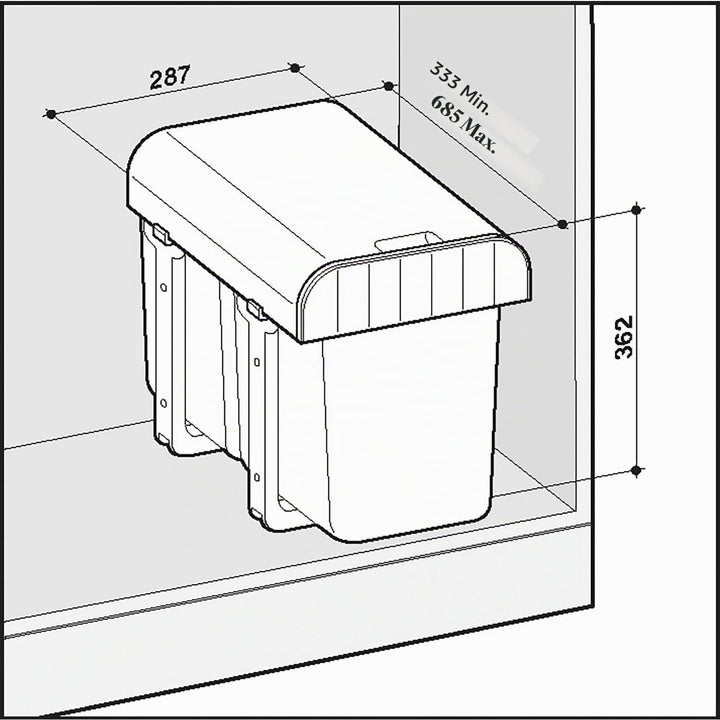 Einbau-Abfallsammler Aladin 40 1 x 16 Liter Kunststoff Grau Ausziehbar 1 x 16 Liter, Ausziehbar 1 x