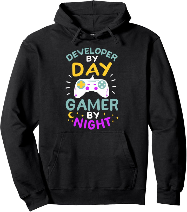 Developer By Day Gamer By Night Entwickler Zocker Bei Nacht Pullover Hoodie