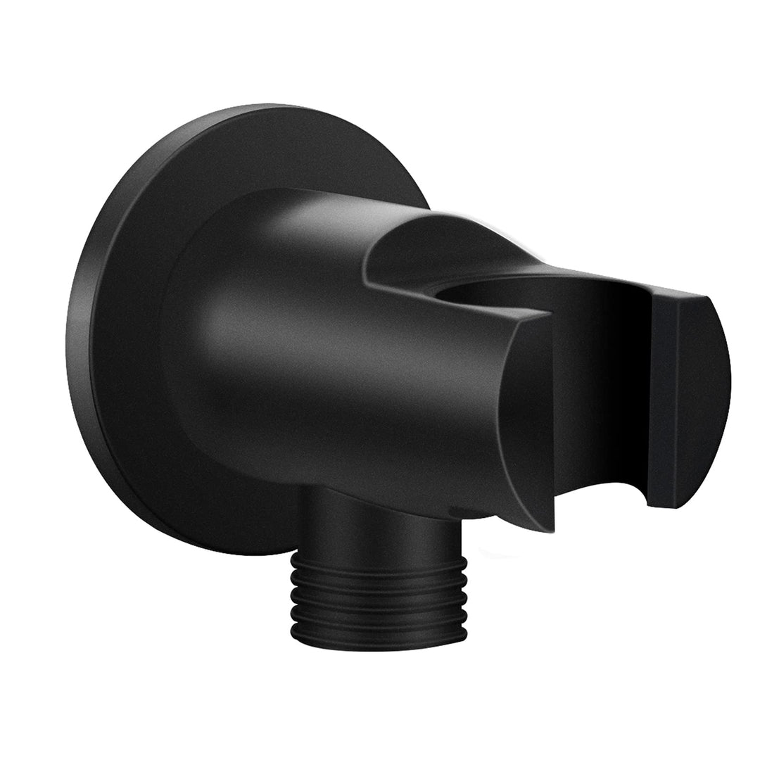 Keymark Wandanschlussbogen mit Brausehalter Schwarz Matt, Messing Schlauchanschluss mit Wandbrauseha