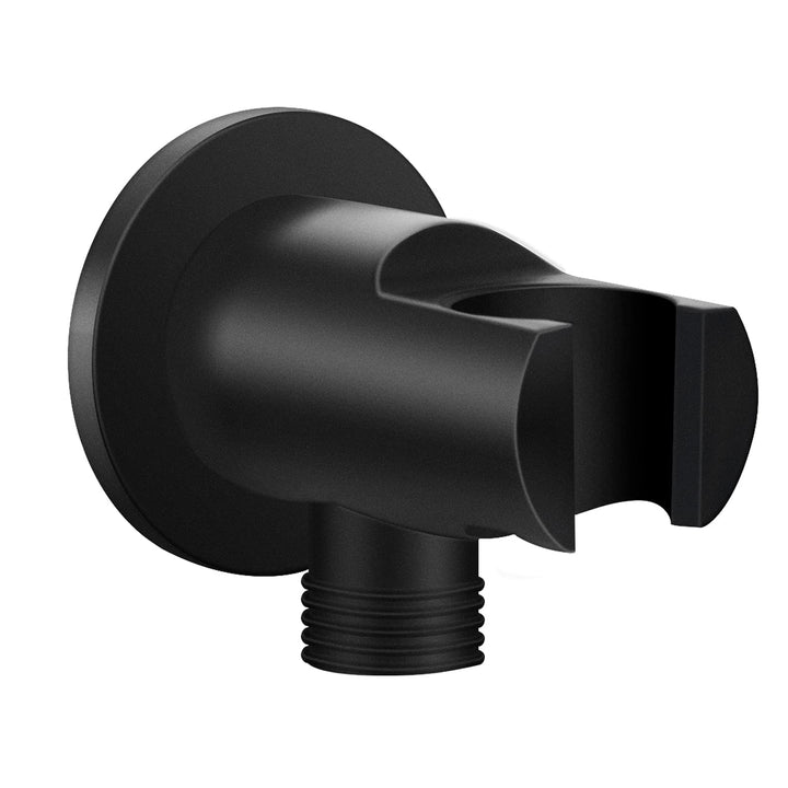 Keymark Wandanschlussbogen mit Brausehalter Schwarz Matt, Messing Schlauchanschluss mit Wandbrauseha