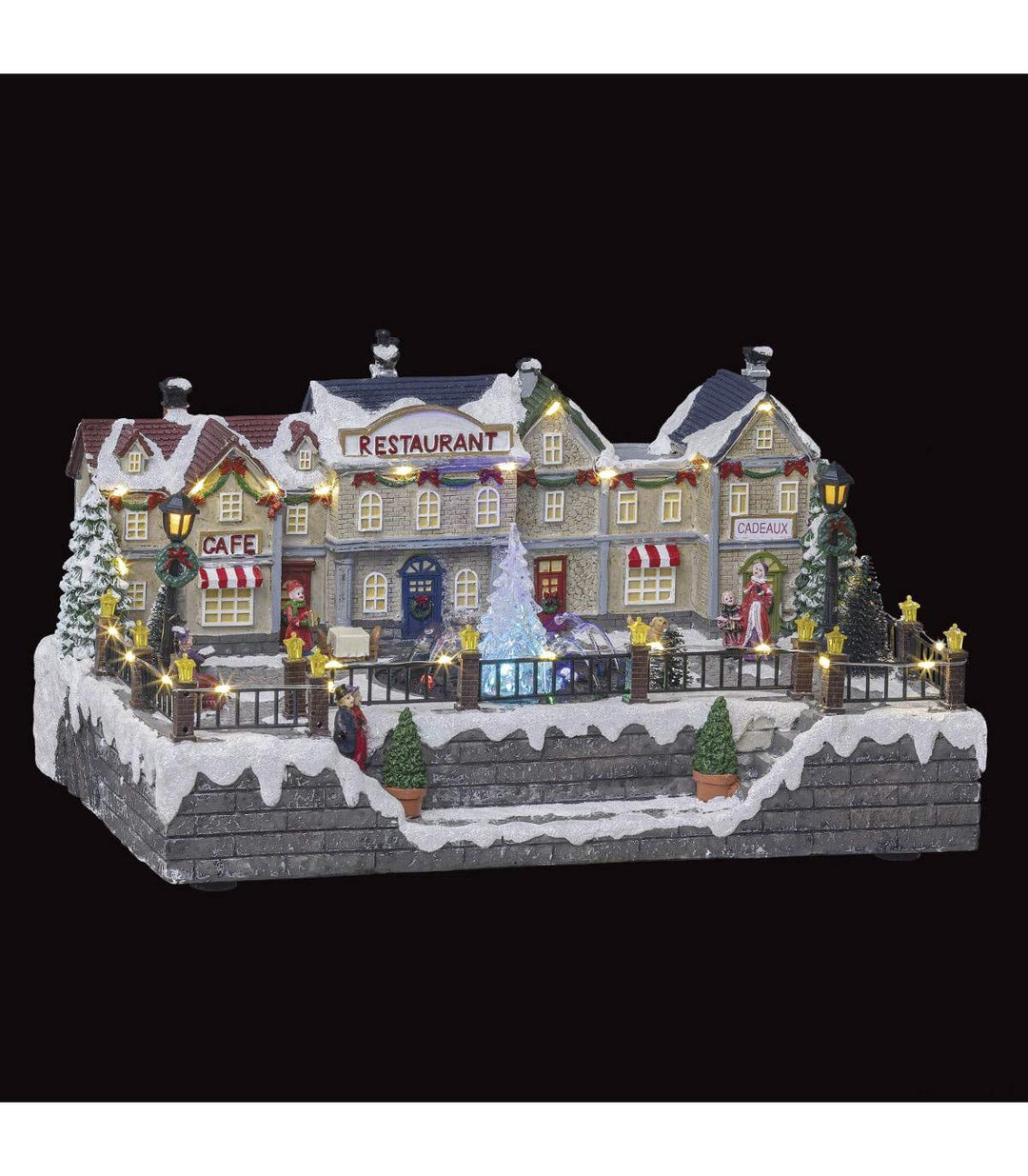 FEERIC LIGHTS &amp; CHRISTMAS - Weihnachtsdorf, Stadtrestaurant, 33 warmweisse LEDs + Trafo cm Fontaine