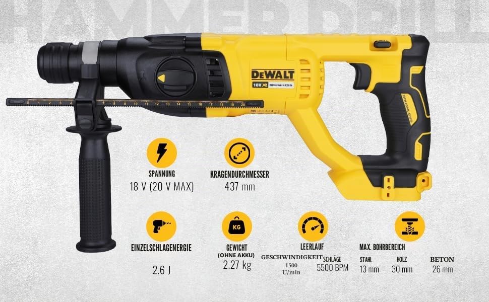 DEWALT 1 DCH133N, 18 V Gelb/Schwarz