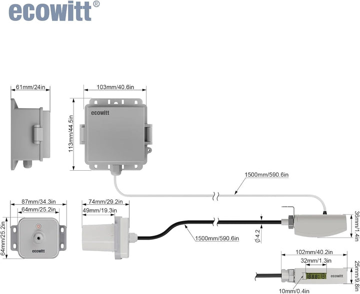 ECOWITT Laser Entfernungsmesser LDS01, 4-3.5M Laser Messgerät mit 1.5M Kabel, Outdoor Laser Messgerä