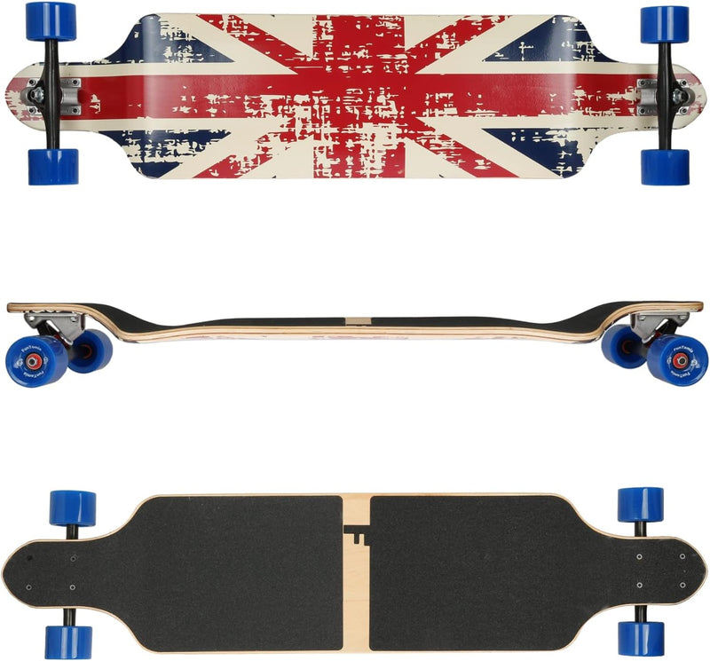 FunTomia Longboard mit 3 Flex Stufen Drop Through Cruiser Komplettboard Mach1 Speed Kugellager T-Too