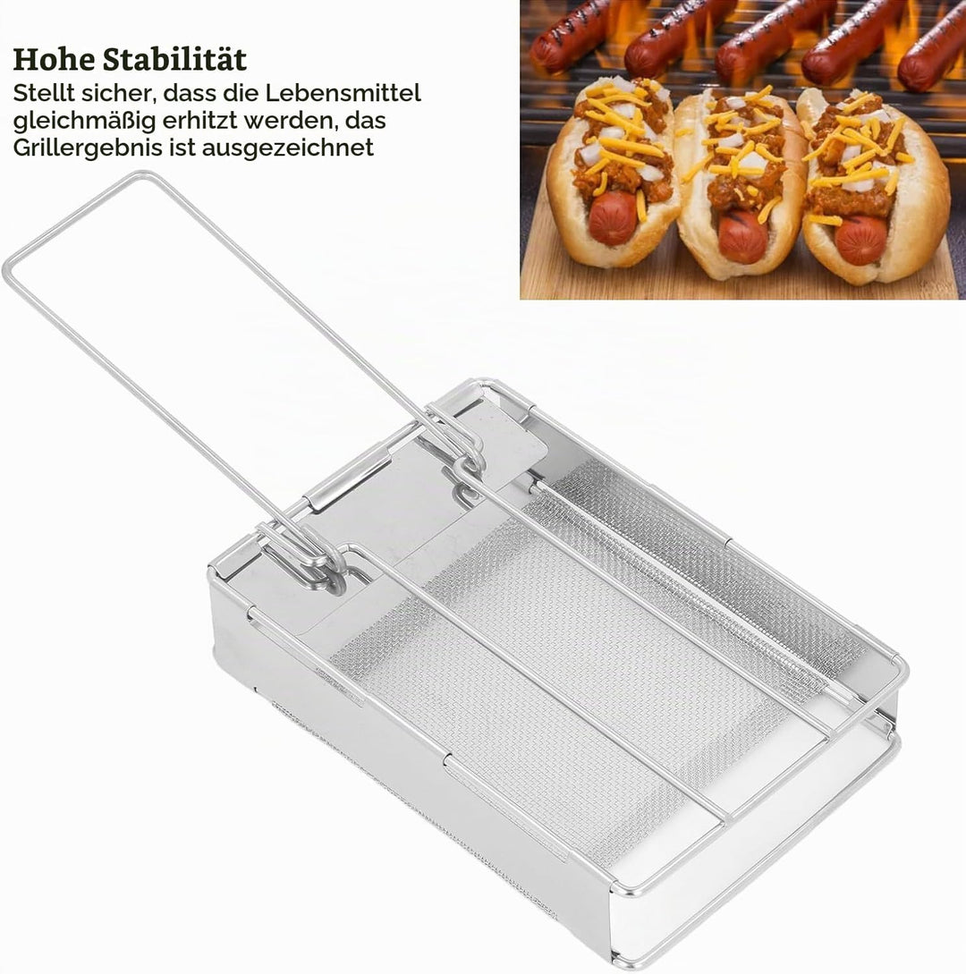 Faltbarer Toaster aus Edelstahl, vielseitiger Mini-Toaster für Brot und Wurst, ideal für Camping und