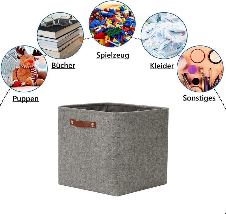 Stoff Aufbewahrungsbox 33x33x33cm, 4er-Set Cube Aufbewahrungskorb für Kleiderschrank, Regale und Sch