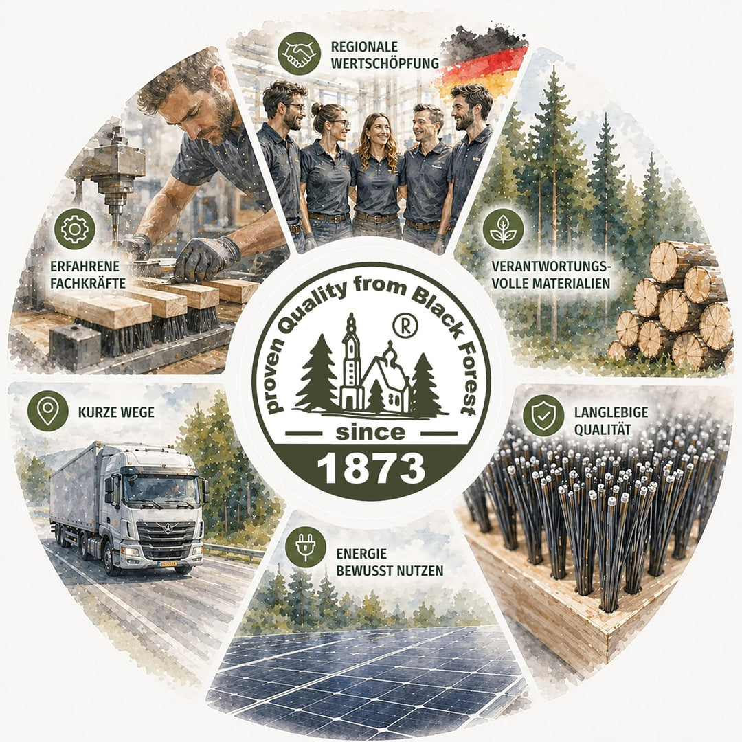 Fensterwascher Halbmond gefertigt aus Buchenholz und Naturhaar- Rosshaarborsten. Fensterbürste mit e