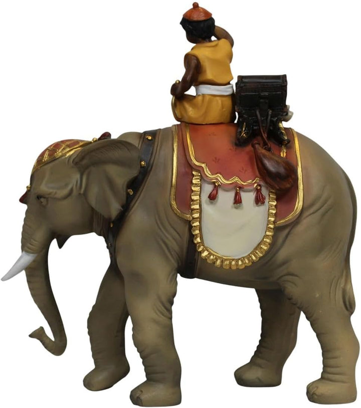 ZICOM Krippenfigur Miniaturfigur Miniatur Elefant mit Mohr Höhe 18,2cm handbemalt Polyresin, Modellb