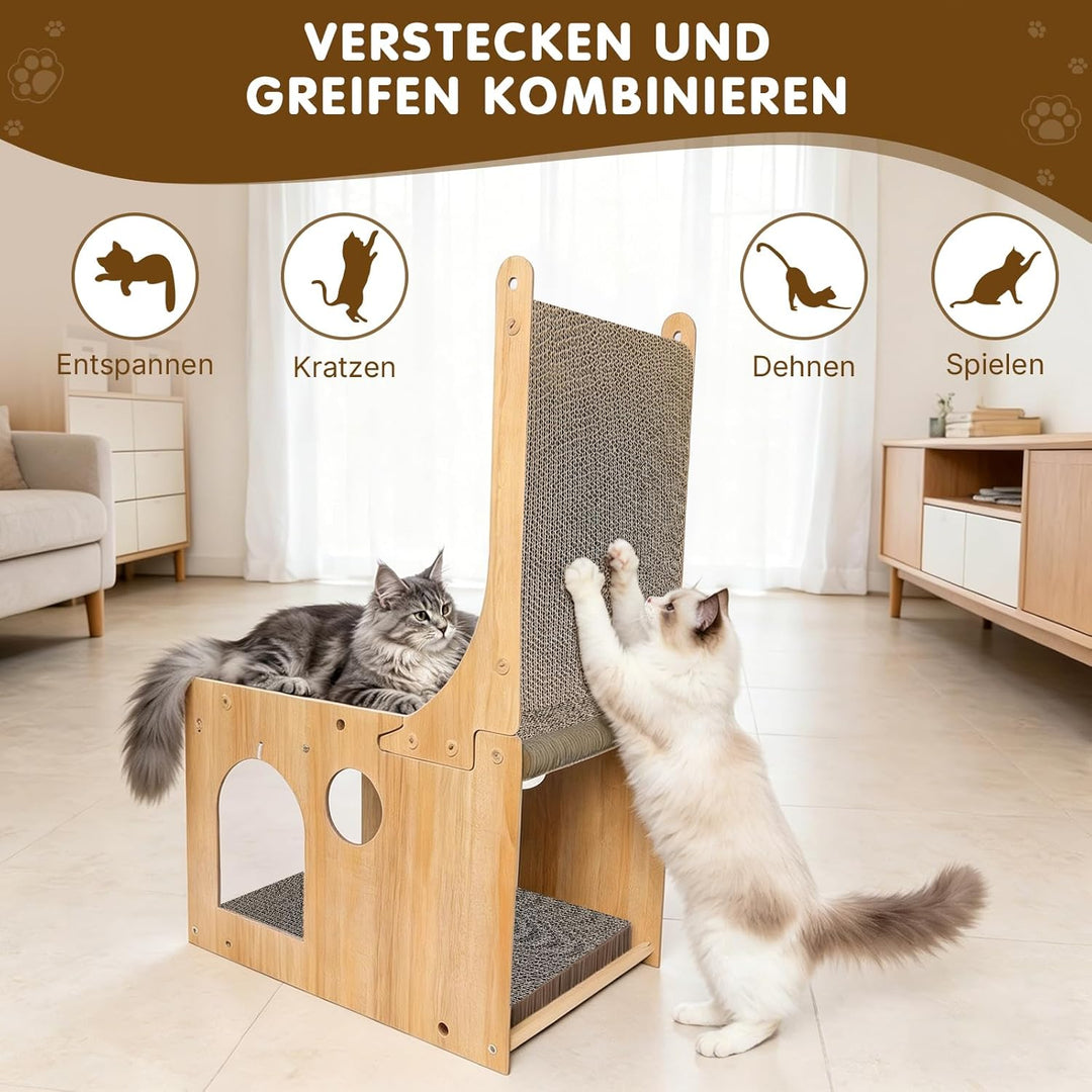 Kratzbretter Katze 65 cm Hohe L-Förmige Kratzpappe für Katzen, Hochdichtes Verschleissfestes Multifu