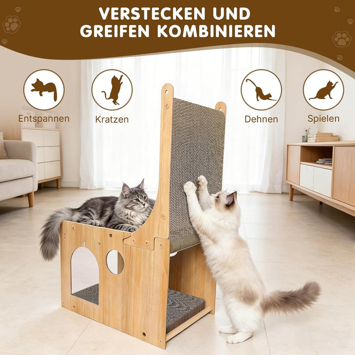 Kratzbretter Katze 65 cm Hohe L-Förmige Kratzpappe für Katzen, Hochdichtes Verschleissfestes Multifu
