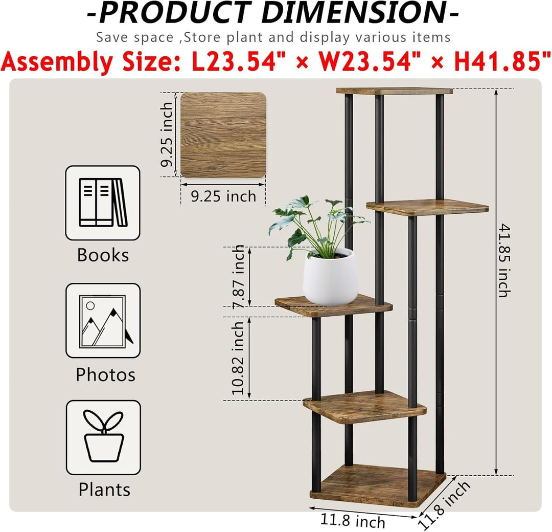 Blumenständer 5-stufiges Pflanzenregal aus Metall für mehrere Pflanzen, hohe Eckblumenhalter für Ter