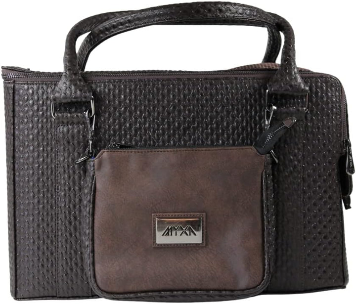 MYXA Classi Hundetasche Hundetragetasche Flugtasche mit abnehmbaren Dachnetz (Brown Eleganz, inkl. H