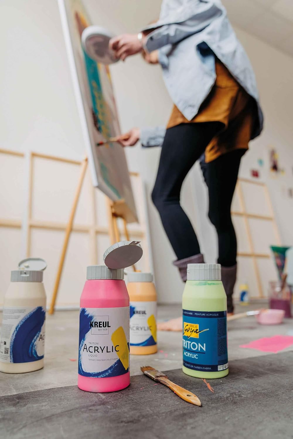 KREUL 17800 - Solo Goya Triton Acrylfarbe im Powerpack, Set mit 8 x 750 ml Farbe, in Studioqualität,