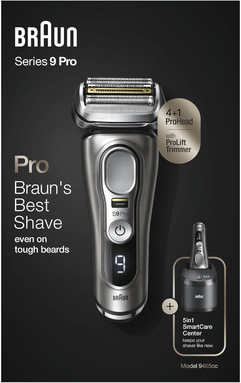 Braun Series 9 Pro Premium Rasierer Herren, Testsieger Stiftung Warentest, 4+1 Scherkopf, Elektroras