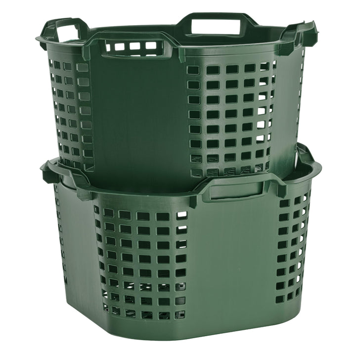 BURI 2x Erntekorb Gartenkorb lebensmittelecht - 50L Kartoffelkorb Obstkorb Laubkorb grün, drehstapel