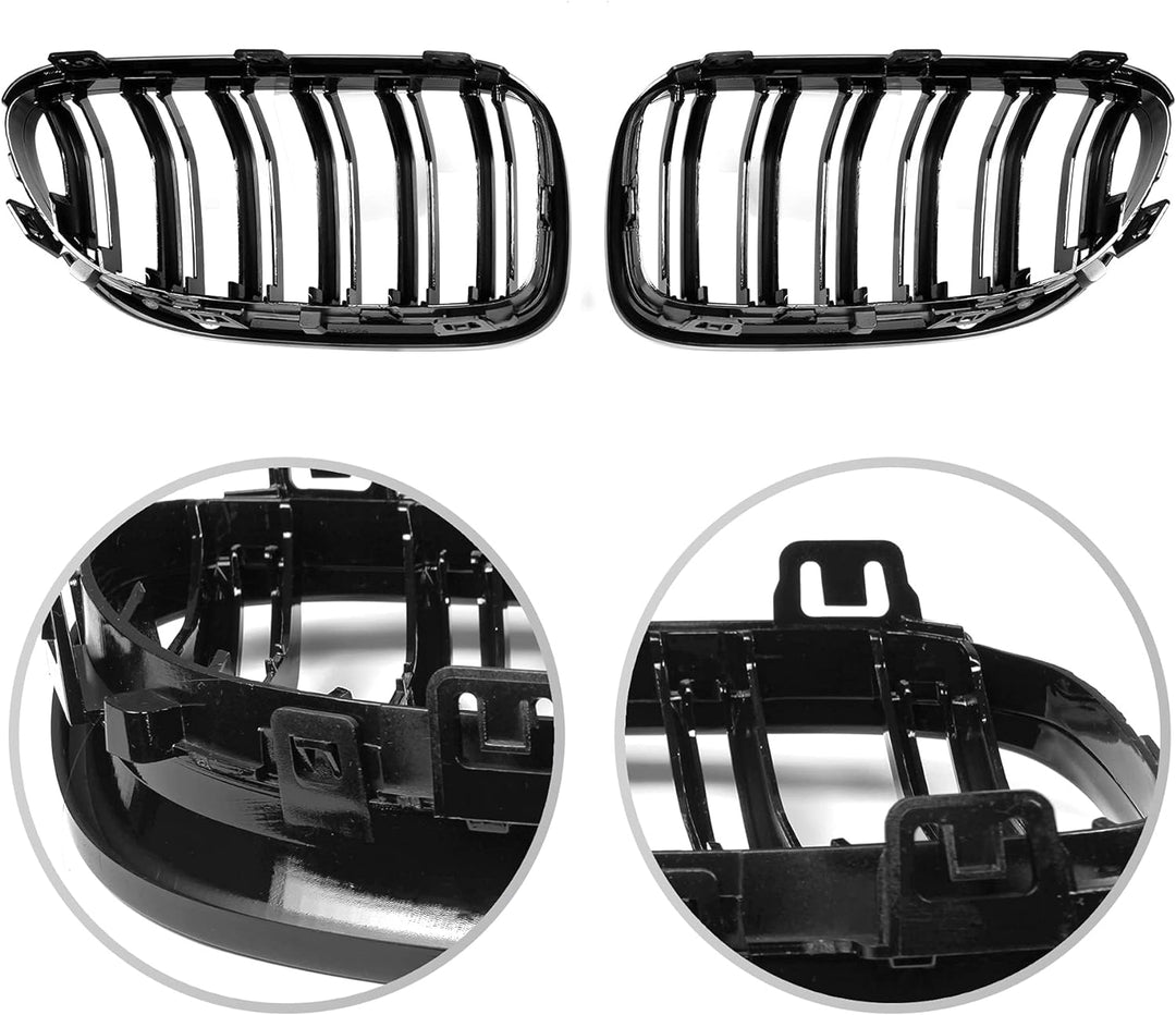 YIUBCZOQI E92 E93 Schwarze Nieren für BMW 3er E92 E93 LCI Coupe Grill Schwarz Doppelsteg Nieren 3er