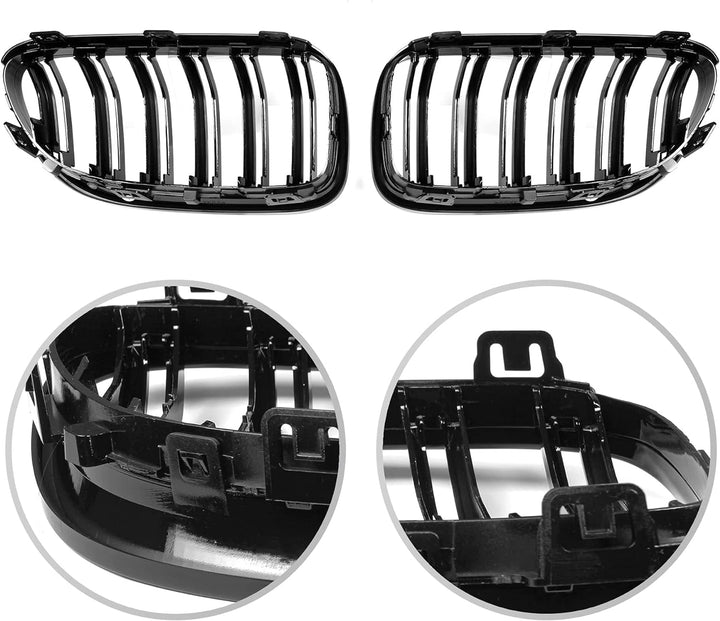 YIUBCZOQI E92 E93 Schwarze Nieren für BMW 3er E92 E93 LCI Coupe Grill Schwarz Doppelsteg Nieren 3er