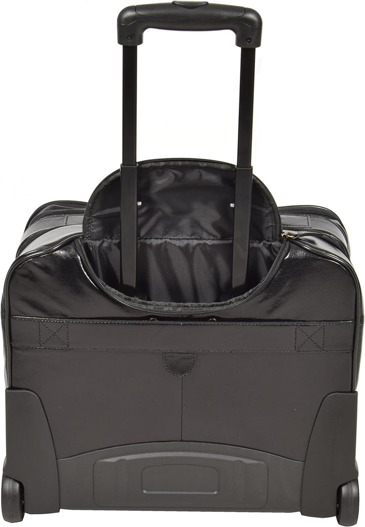 A1 FASHION GOODS Echtes Schwarz Leder Pilotenkoffer Trolley Laptop Geschäft Reise Wochenende Kabine