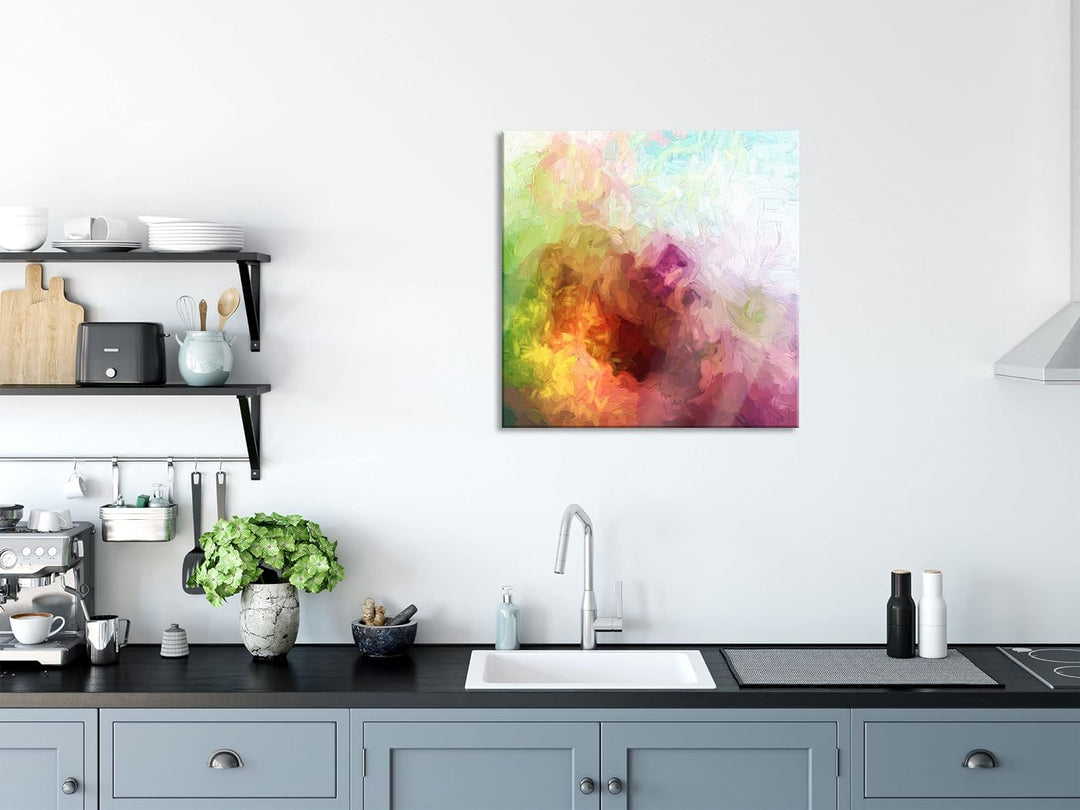 Pixxprint Glasbild | Wandbild auf Echtglas | abstrakte bunte Wasserfarben | 50x50 cm | inkl. Aufhäng