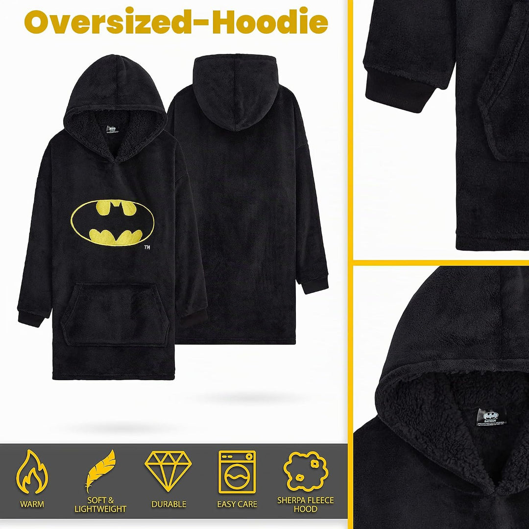 DC Comics Batman Übergrosse Hoodie Decke Kinder Flauschig Kuschelpullover Jungen Mädchen Oversize Ku