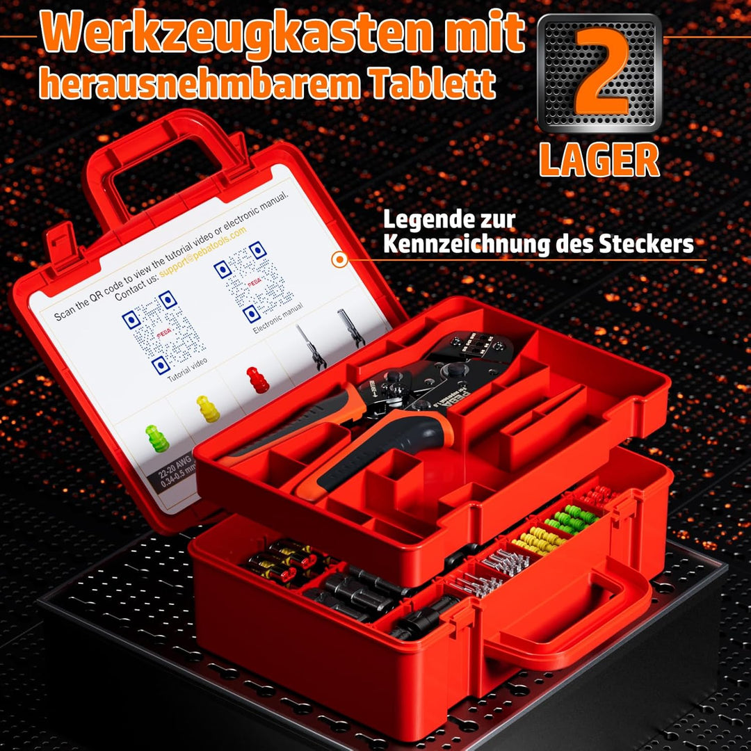 PEBA Crimpzange Wasserdicht Kfz Stecker Set, Crimpzange 0.34-2.5mm² mit 2-Polig Steckverbinder für A