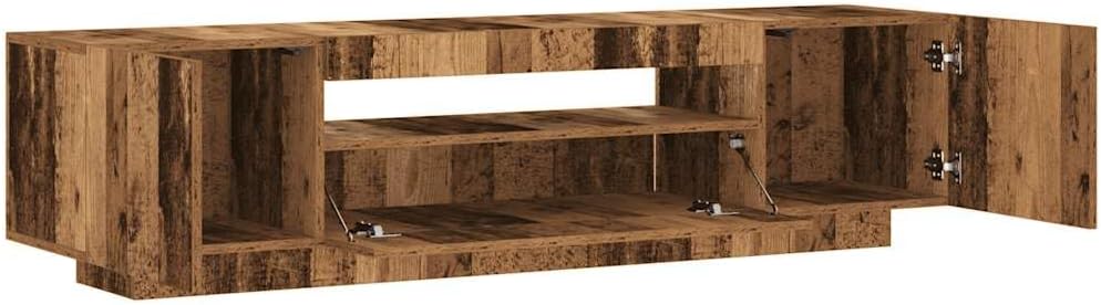 vidaXL TV-Schrank mit LED-Leuchten Altholz-Optik 160x35x40 cm, TV-Möbel, TV-Board, Fernsehtisch, TV-