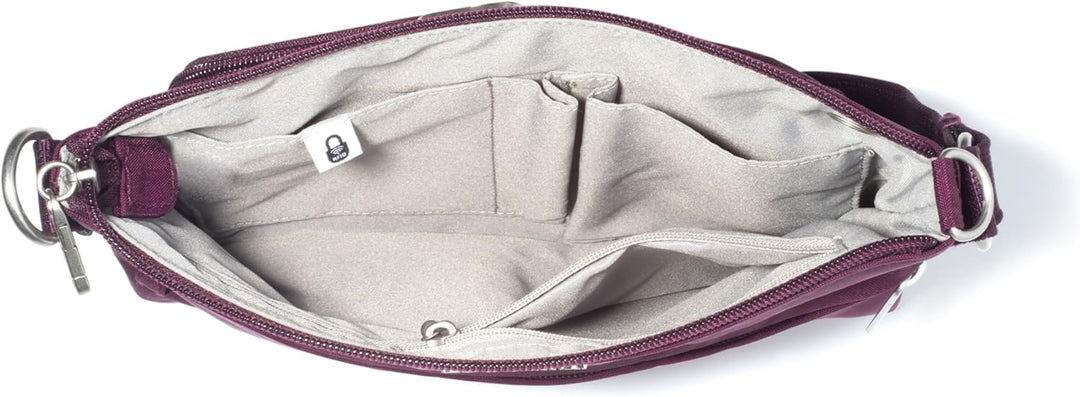 Baggallini Damen Diebstahlsicherung Securtex Anti-Diebstahl-Memento Crossbody-Tasche Mulberry, Mulbe