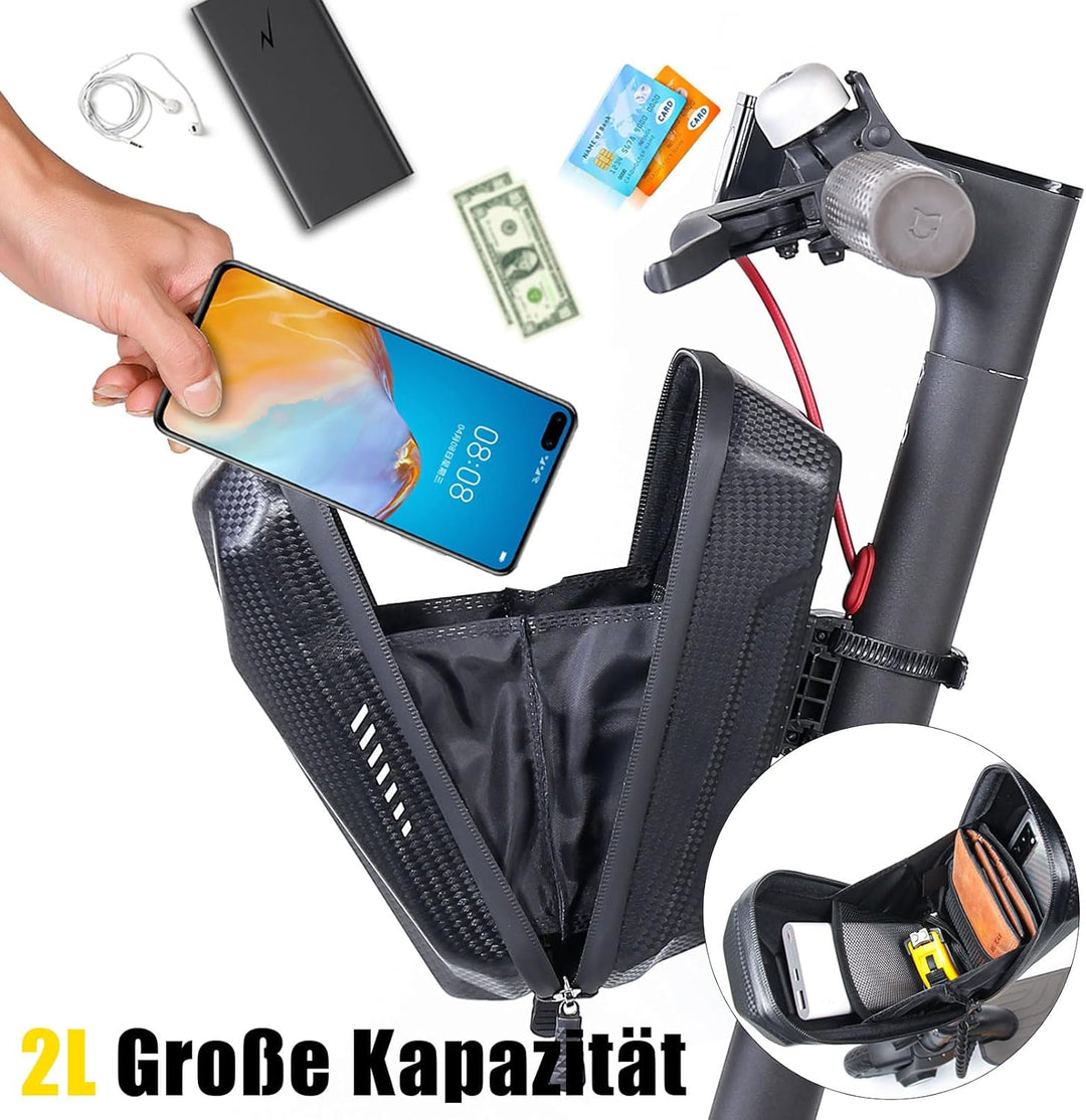 CHICLEW E Scooter Tasche für Roller, E Roller Tasche Schnellverschluss mit 2L Grosse Kapazität, Lenk