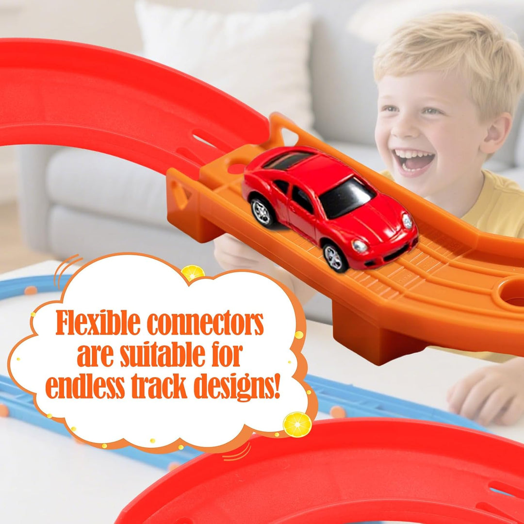 8 Stück Gebogene Schienenstücke Kompatibel mit Hot Wheels Spielzeugautos, ABS Rennstreckenverbinder