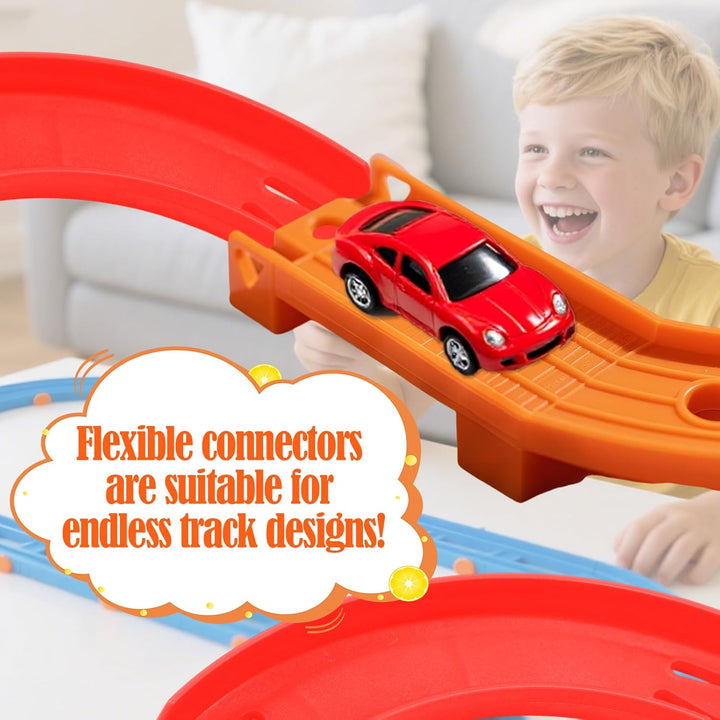 8 Stück Gebogene Schienenstücke Kompatibel mit Hot Wheels Spielzeugautos, ABS Rennstreckenverbinder