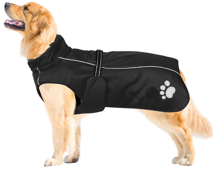 MOREZI Hundejacke Mantel, Winddicht wasserdicht, mit reflektierenden Streifen und einstellbarem Kord