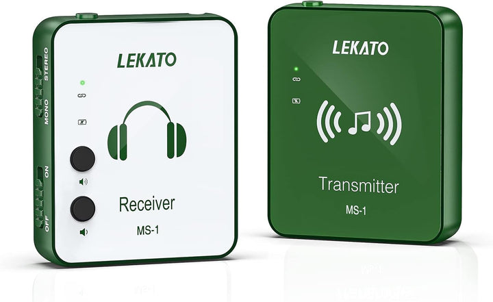 LEKATO Kabelloses In-Ear-Monitorsystem, 2,4 GHz, kabelloses IEM-System mit Sender, Gürtelpack-Empfän