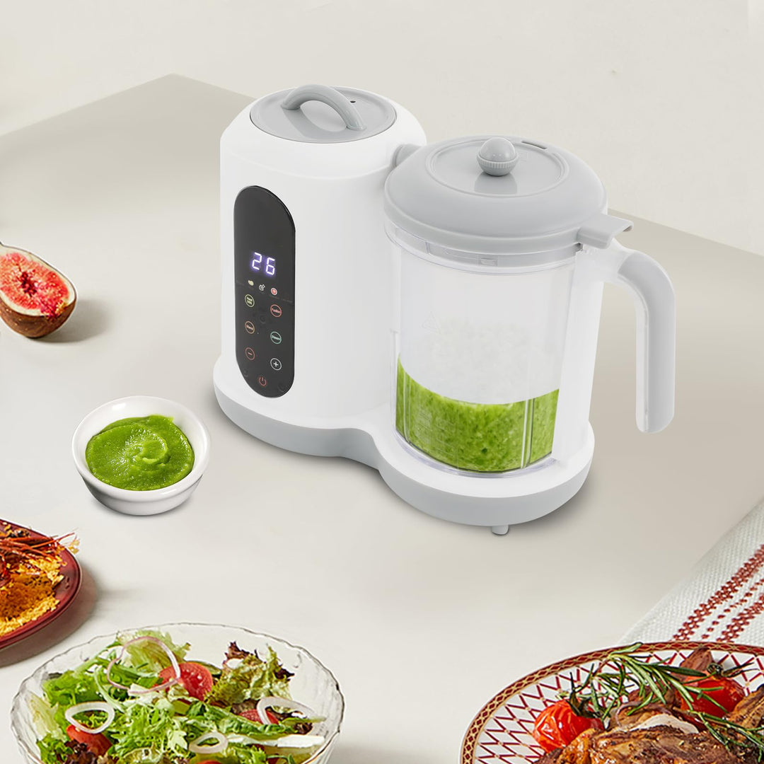 Babynahrungszubereiter mit Dampfkorb 450W, Dampfgarer, Mixer &amp; Erhitzen in einem Gerät, 400ml Kapazi