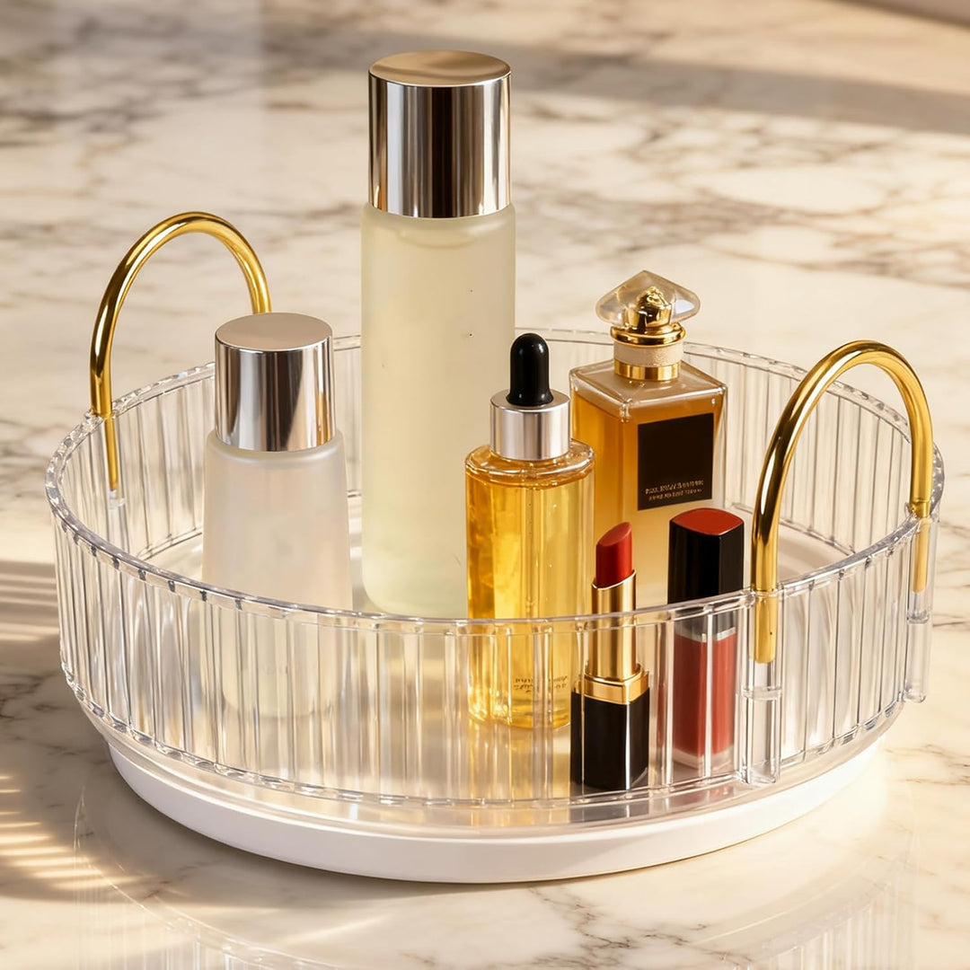 3 Ebenen 360°Drehbarer Make up Organizer, Schminktisch Parfüm Organizer, Schmink Aufbewahrung mit me