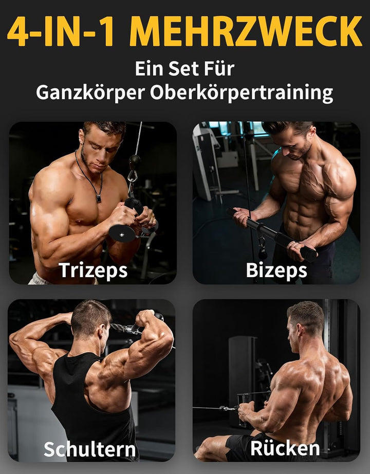 Kabelzug Aufsatz Set, Rutschfester Gummigriff Latzug Zubehör für Seilzugsystem, Kabelzug Griffe Set