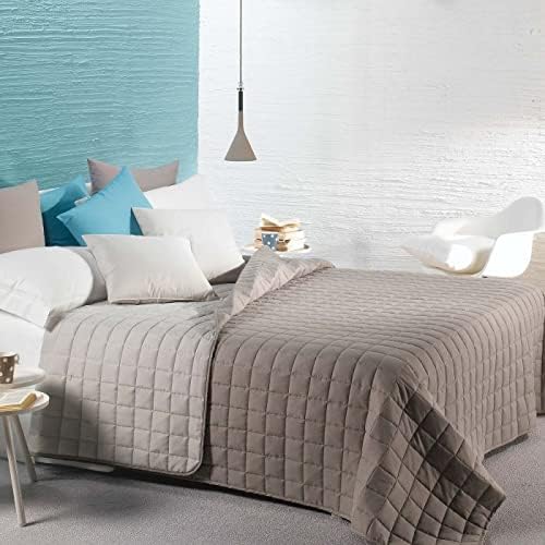 Caleffi - Tagesdecke, gesteppt, modern, einfarbig, für französisches Bett, Koralle Una piazza e mezz
