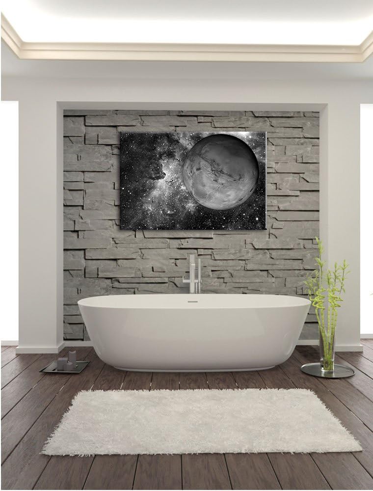Mars im Weltall Kunst B&W, Format: 100x70 auf Leinwand, XXL riesige Bilder fertig gerahmt mit Keilra