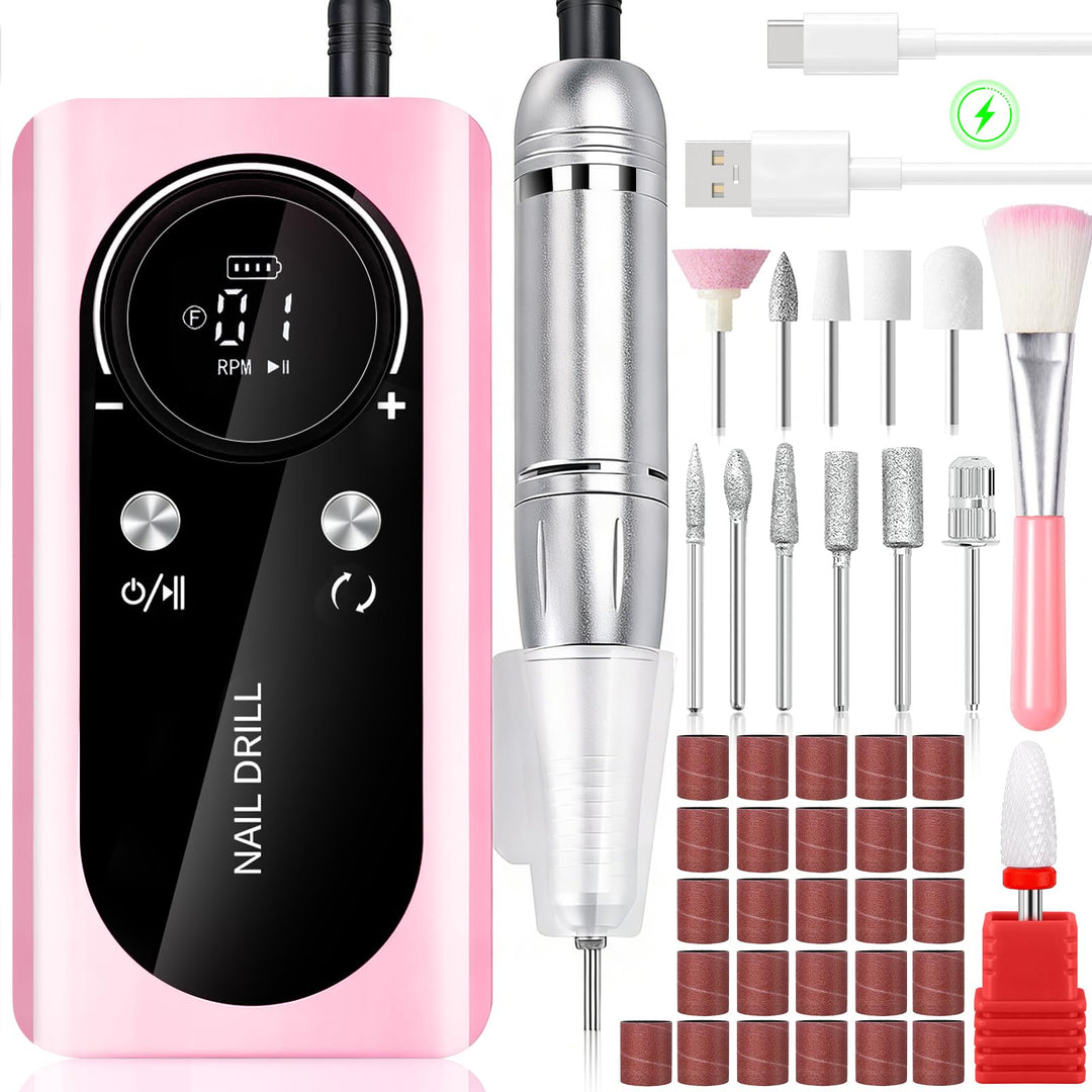 Elektrische Nagelfräser-45000 U/Min,12 in 1 Fräser Nägel Professioneller Set, LCD-Display,Verstellba
